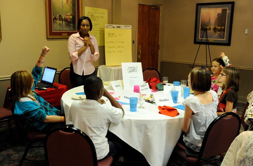 Kids participating in the youth support working group at the Caring for People forum vote on their most important concerns at Club XL April 18, 2012. The Caring for People forum is a means for Air Force leaders to receive community feedback for review, action and resolution. (U.S. Air Force photo/Airman 1st Class Nathan Maysonet)