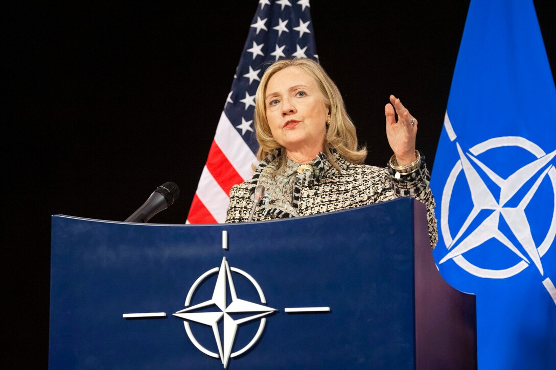 U.S. Secretary Of State Hillary Rodham Clinton Briefs The Press At The ...