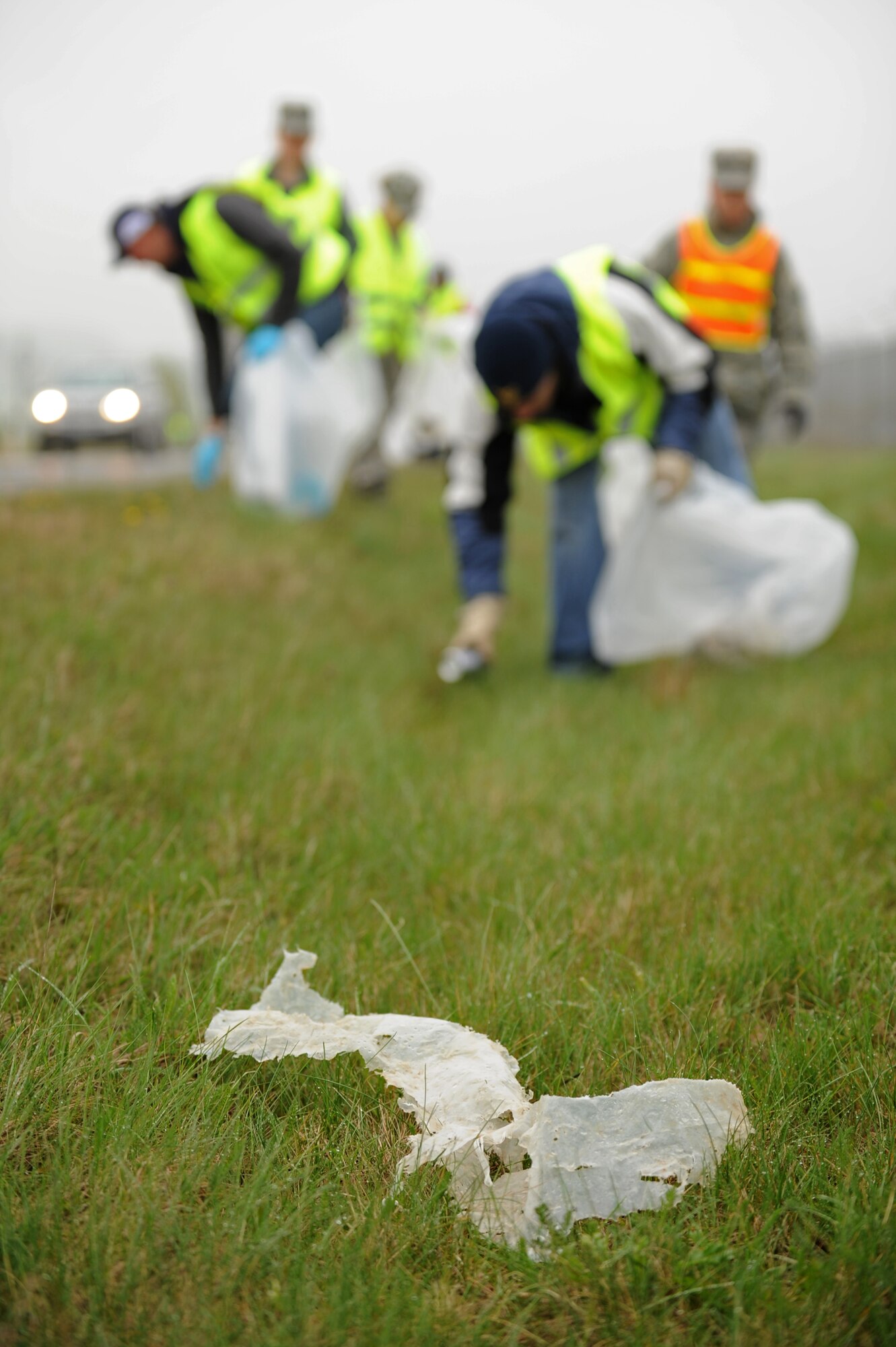 SPANGDAHLEM AIR BASE, Germany – Discarded plastic lies along the L-46 outside Spangdahlem AB April 20. Base members cleaned up roads surrounding the base, mainly along the L-46 and B-50, as part of an Earth Day initiative. The 52nd Civil Engineer Squadron is partnering with other base organizations and the local community to conserve natural resources, minimize waste and prevent pollution by hosting several Earth Day events on and off base. (U.S. Air Force photo by Airman 1st Class Matthew B. Fredericks/Released)