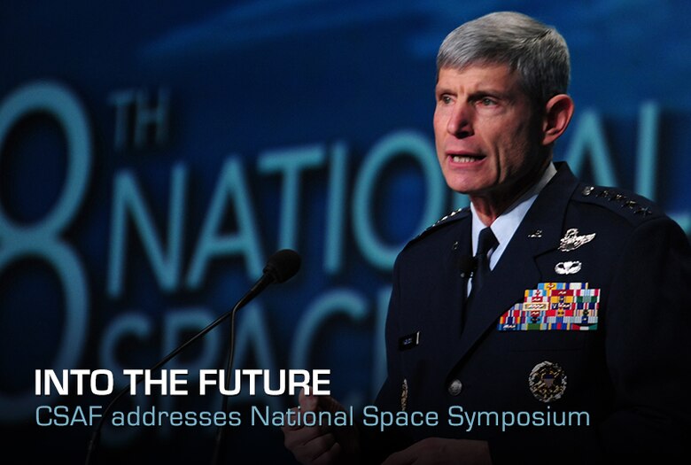 Air Force Chief of Staff Gen. Norton Schwartz addresses attendees at the 28th National Space Symposium in Colorado Springs, Colo., April 19, 2012. (U.S. Air Force photo/Duncan Wood)
