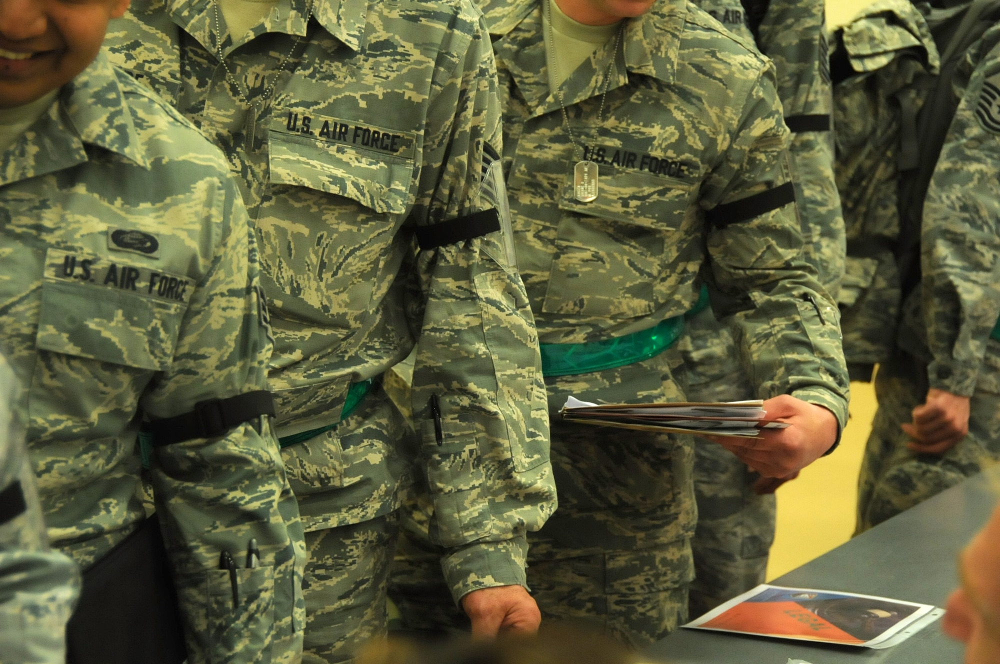 934th Airlift Wing members processes administratively as part of the Readiness Assistance Visit.  The 2012 RAV, conducted April 21-28,  helps the unit prepare for the 2013 Operational Readiness Inspection by conducting deployment and operational scenarios.  The scenarios and related training begin at the Minneapolis Air Reserve Station with most of the training conducted at the Air National Guard Combat Readiness Training Center, Gulfport, Miss.(U.S. Air Force photo by Tech Sgt. Bob Sommer) 