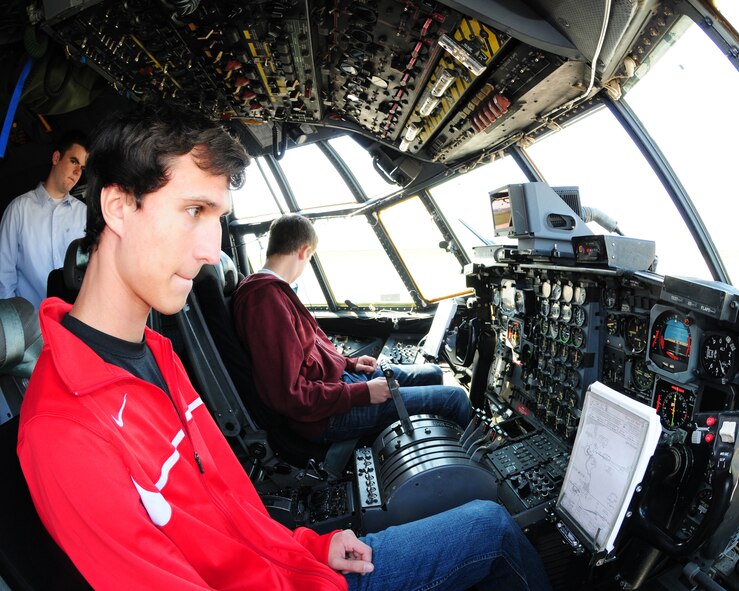 Students from Williamsville East High School, New York tour Niagara Falls Air Reserve Station on April 19, 2012. The students viewed and recieved briefings from military members from C-130 aircraft on the flightline, explosive ordance disposal (EOD), and the engine shop. (US Air Force photo by Peter Borys)