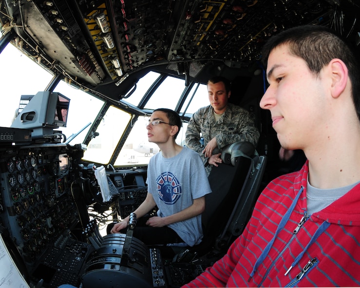 Students from Williamsville East High School, New York tour Niagara Falls Air Reserve Station on April 19, 2012. The students viewed and recieved briefings from military members from C-130 aircraft on the flightline, explosive ordance disposal (EOD), and the engine shop. (US Air Force photo by Peter Borys)