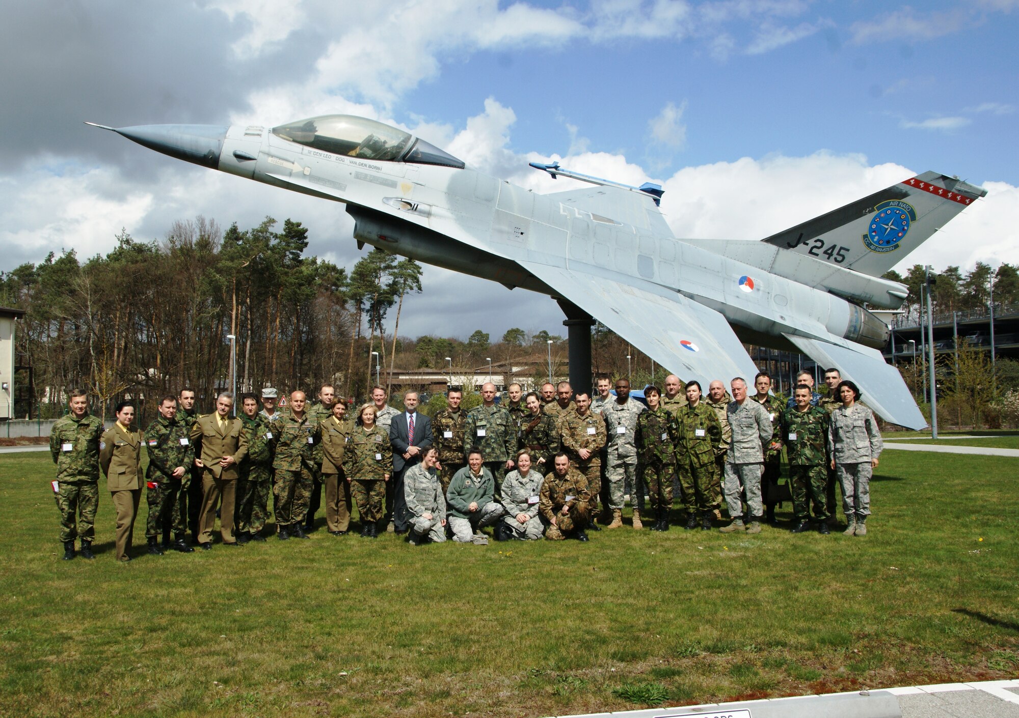 RAMSTEIN AIR BASE, Germany – Attendees of the International Health Symposium pose for a photo April 18, 2012. Representatives of the military medical community from 11 Partnership for Peace and NATO countries met to discuss common problems and solutions within the career field. (courtesy photo)