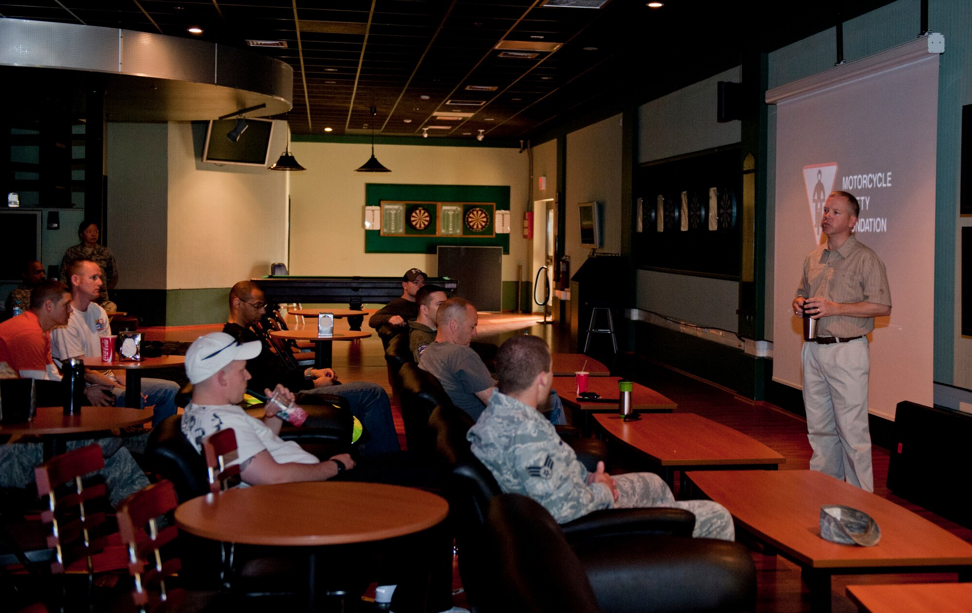 Col. Chad Butts, 39th Air Base Wing vice commander, gives a safety briefing during a Motorcycle Safety Rodeo April 20, 2012, at Incirlik Air Base, Turkey. The safety rodeo is required for all military motorcycle riders for on-and off-base driving. (U.S. Air Force photo by Senior Airman Anthony Sanchelli/Released)
