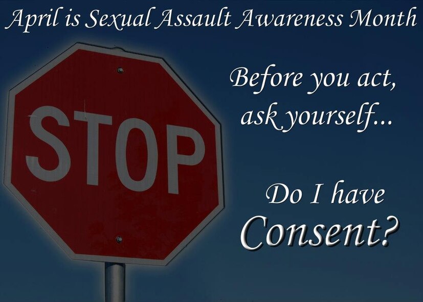 Airmen of the 4th Fighter Wing learned about stereotypes associated with sexual assaults on Seymour Johnson Air Force Base, N.C., April 20, 2012. "Sex Signals," is a two-person routine that incorporates military jargon, humor, education and audience interaction to provide Airmen a provocative look at dating, sex and the core issue of consent. (U.S. Air Force graphic/ Staff Sgt. Courtney Richardson/Released)