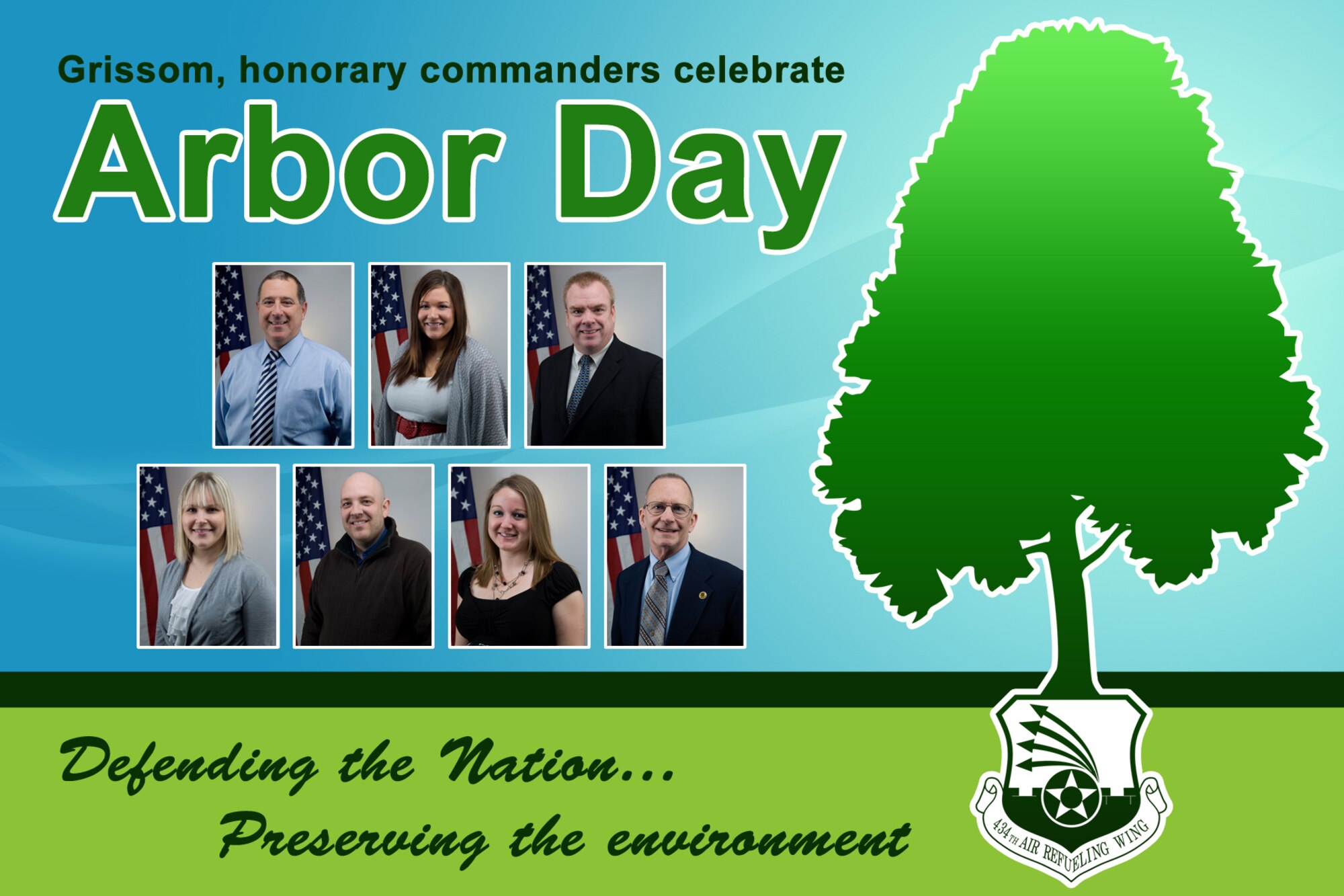 GRISSOM AIR RESERVE BASE, Ind. -- Grissom, along with the base's honorary commanders, will celebrate Arbor Day by planting eight trees native to Indiana during a special ceremony held here April 27. After the ceremony, the honorary commanders will take part in a special tour showcasing how Grissom defends the Nation while remaining committed to protecting the environment. (U.S. Air Force graphic/Tech. Sgt. Mark R. W. Orders-Woempner and Senior Airman Damon Kasberg)
