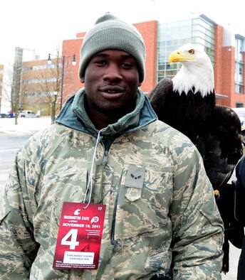 Airman 1st Class Earlandez Young, 92nd Air Refueling Wing public affairs journalist, at Fairchild Air Force Base, Wash., joined the Air Force in January of 2010. (U.S. Air Force photo by Airman 1st Class Taylor Curry/Released)