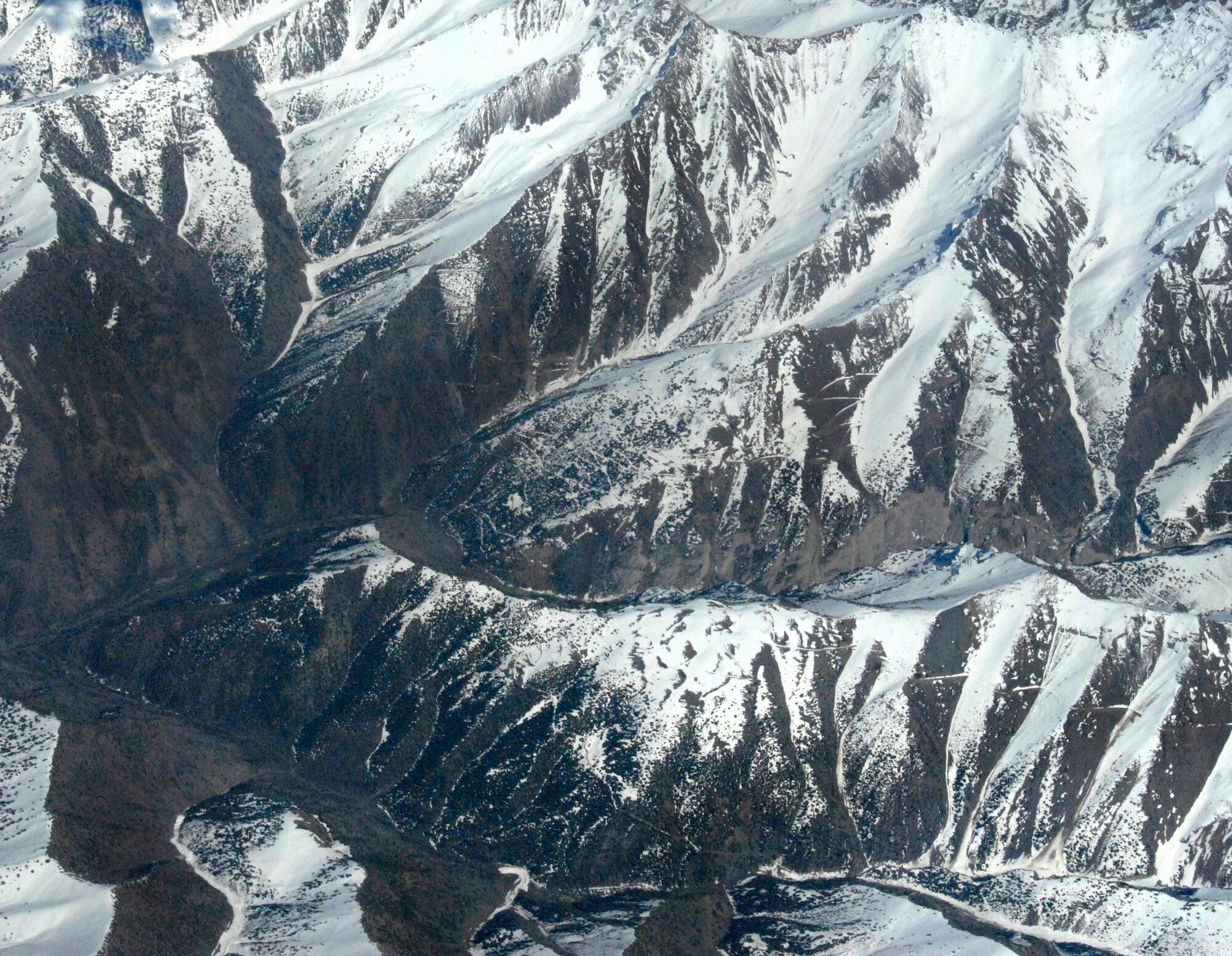 A view from the boom pod of a KC-135 Stratotanker over Kyrgyzstan, April 19, 2012. An all-female crew also known as an "angel flight" deployed to the Transit Center at Manas had the opportunity to fly an in-flight refueling mission together, transferring a total of 18,000 pounds of fuel to F-16 Fighting Falcons. (U.S. Air Force photo/Senior Airman Lynsie Nichols)