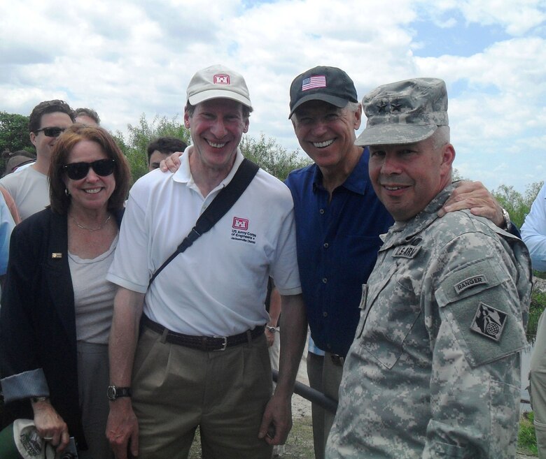 FLORIDA -- Vice President Joe Biden discussed the Administration’s efforts to restore the Everglades at the S-356 pump station, a component of the Modified Water Deliveries to Everglades National Park project in Miami-Dade County, Fla., April, 23, 2012.

"Last year, the Corps of Engineers’ construction project generated 6,600 good paying jobs for Floridians and their families – and thousands of indirect jobs," Biden said. And that restoration projects currently underway would garner "$46.5 billion net additional revenue to the state of Florida – just as a consequence of this restoration.”

"The truth of the matter is, people around the country, you know, they know the Everglades," Biden said. "But they just, they have no comprehension, no comprehension of what a federal and national treasure it is. It supports some of the greatest biodiversity on the planet – including 68 threatened and endangered species, 350 species of birds and it's the only place on earth where the Florida panther lives."

(From left: Jo-Ellen Darcy, Assistant Secretary of the Army for Civil Works; Stu Appelbaum, U.S. Army Corps of Engineers Jacksonville District Planning Division Chief; Vice President Joe Biden; and Maj. Gen. Todd Semonite, USACE South Atlantic Division commander)