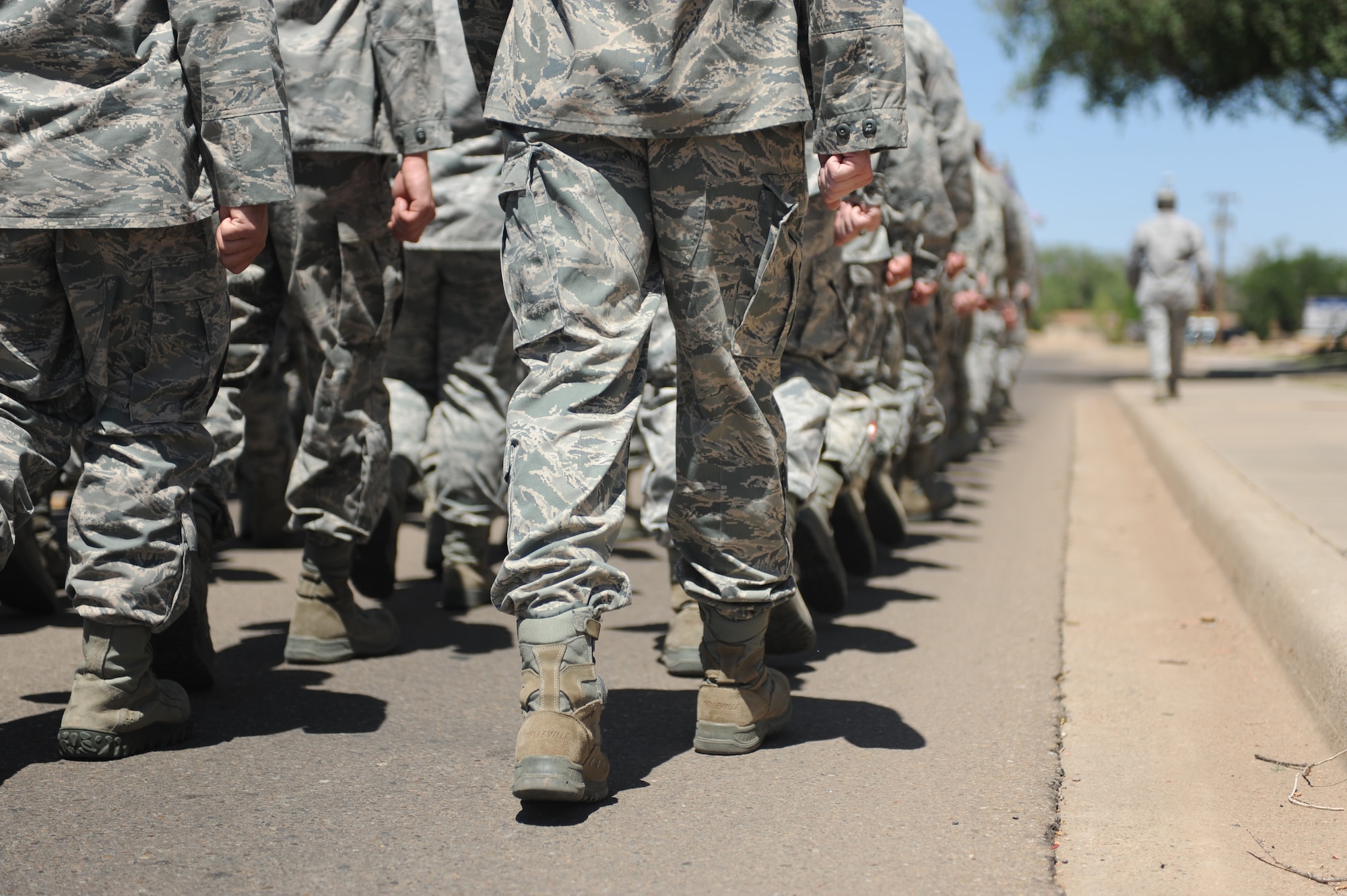 A flight of Air Commandos take part in memorial march for the 70th anniversary of the Bataan Death March at Cannon Air Force Base, N.M., April 24, 2012. The flight was comprised of members of the 522nd Special Operations Squadron, as well as students enrolled in Airman Leadership School and Commando Pride Airmen’s Center course. (U.S. Air Force photo by Airman 1st Class Eboni Reece)