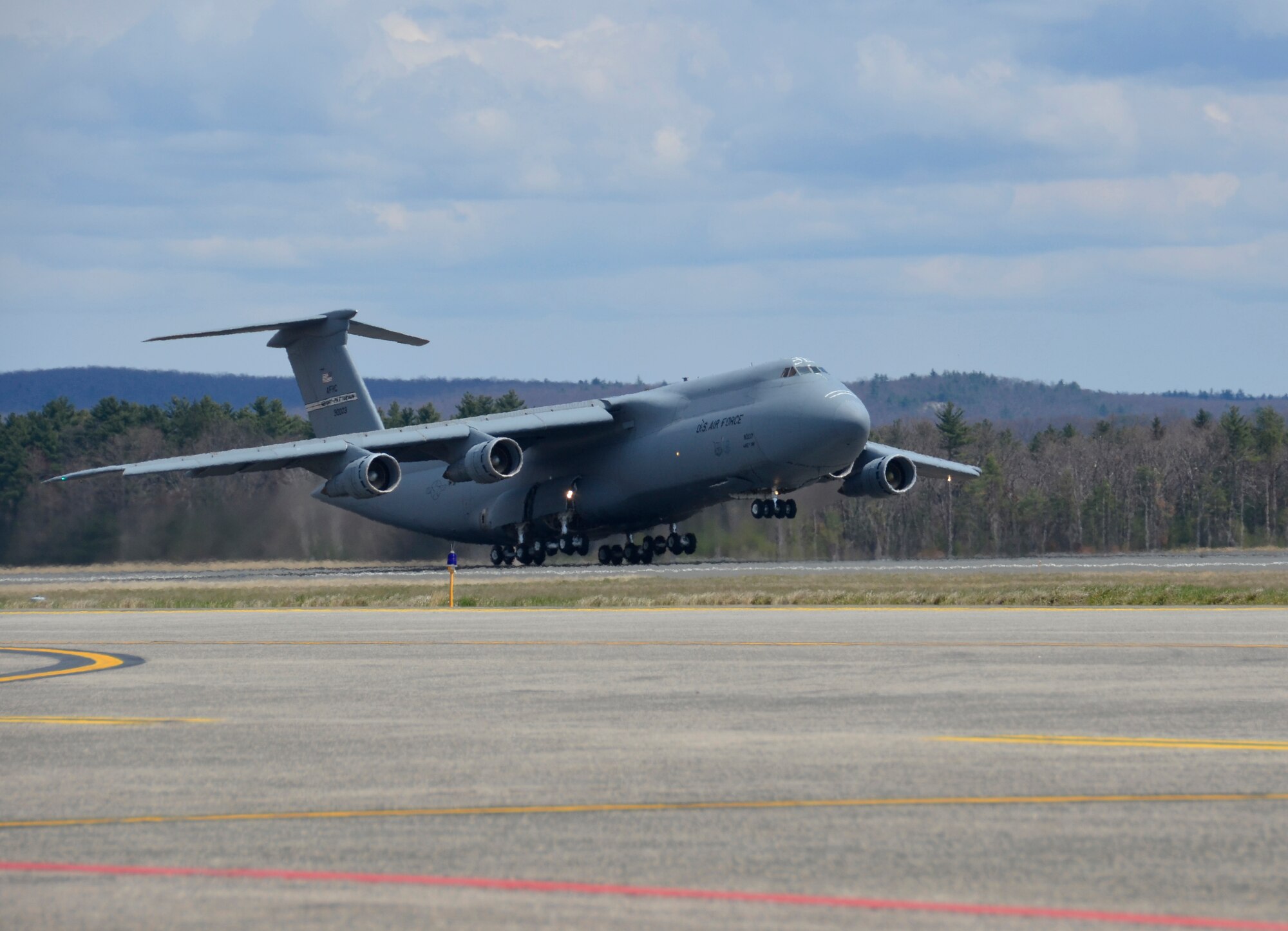 C-5A ?Triple Zero Three? flies its final mission from Westover Air Reserve Base, Chicopee, Massachusetts to Davis-Monthan Air Force Base, Ariz., on April 11, 2012. (U.S. Air Force photo/SrA. Kelly Galloway)