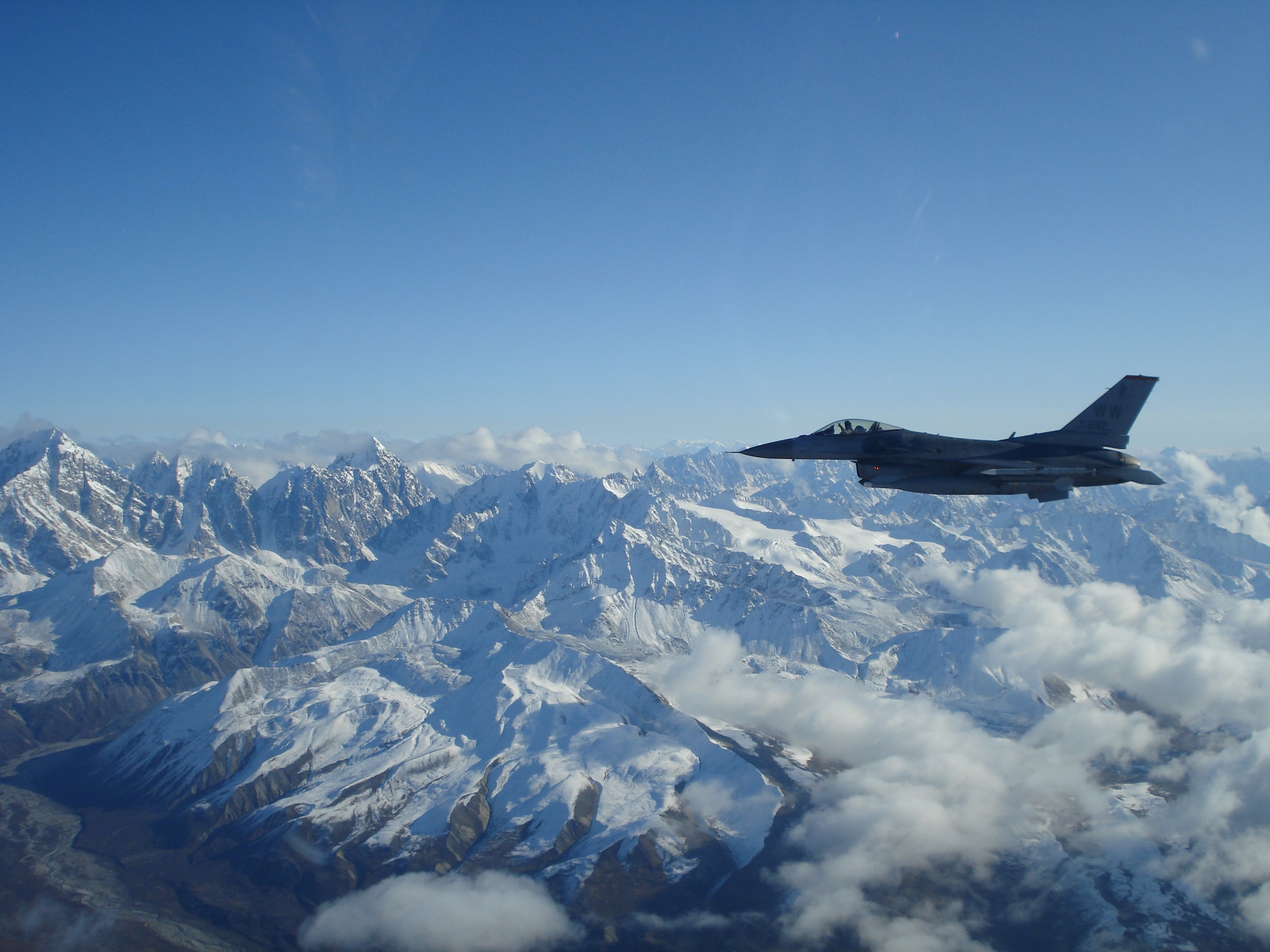 An F-16 Fighting Falcon Aircraft from the 35th Fighter Wing flies in support of Operation Noble Eagle. Members of 13th and 14th Fighter Squadrons and Aircraft Maintenance Units recently completed a deployment in support of Operation Noble Eagle that lasted approximately nine months. (Courtesy Photo/Released)