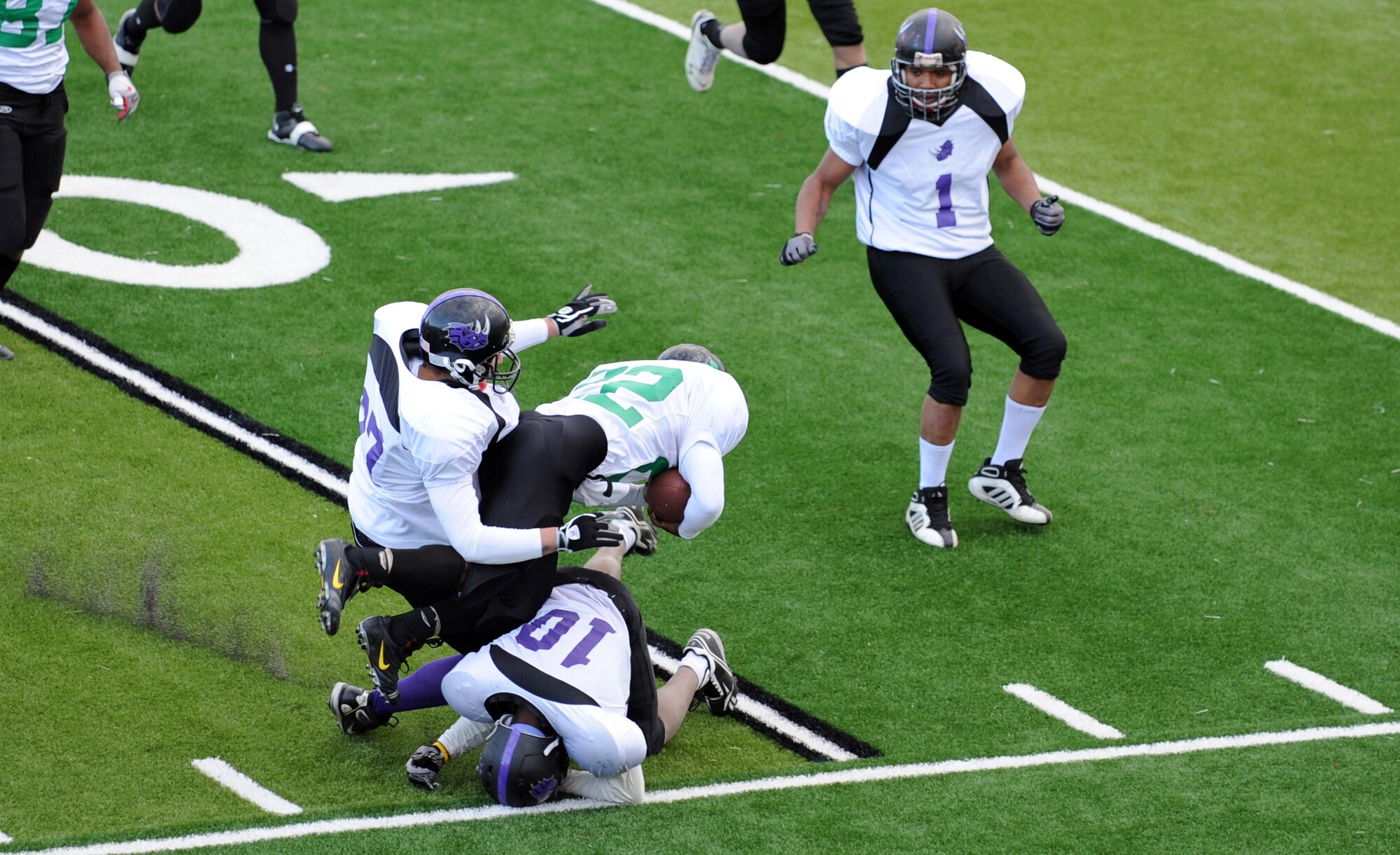 MINOT, N.D. – With a final score of 41 to 6, Minot’s newest Semi-Professional Sports team, the Minot Maulers Football team had a grand debut which set them on the right path towards a successful season. The Maulers are scheduled to host the Brainerd (Minn.) Lumberjacks May 6 at 1 p.m. (U.S. Air Force photo/Senior Airman Jose L. Hernandez)