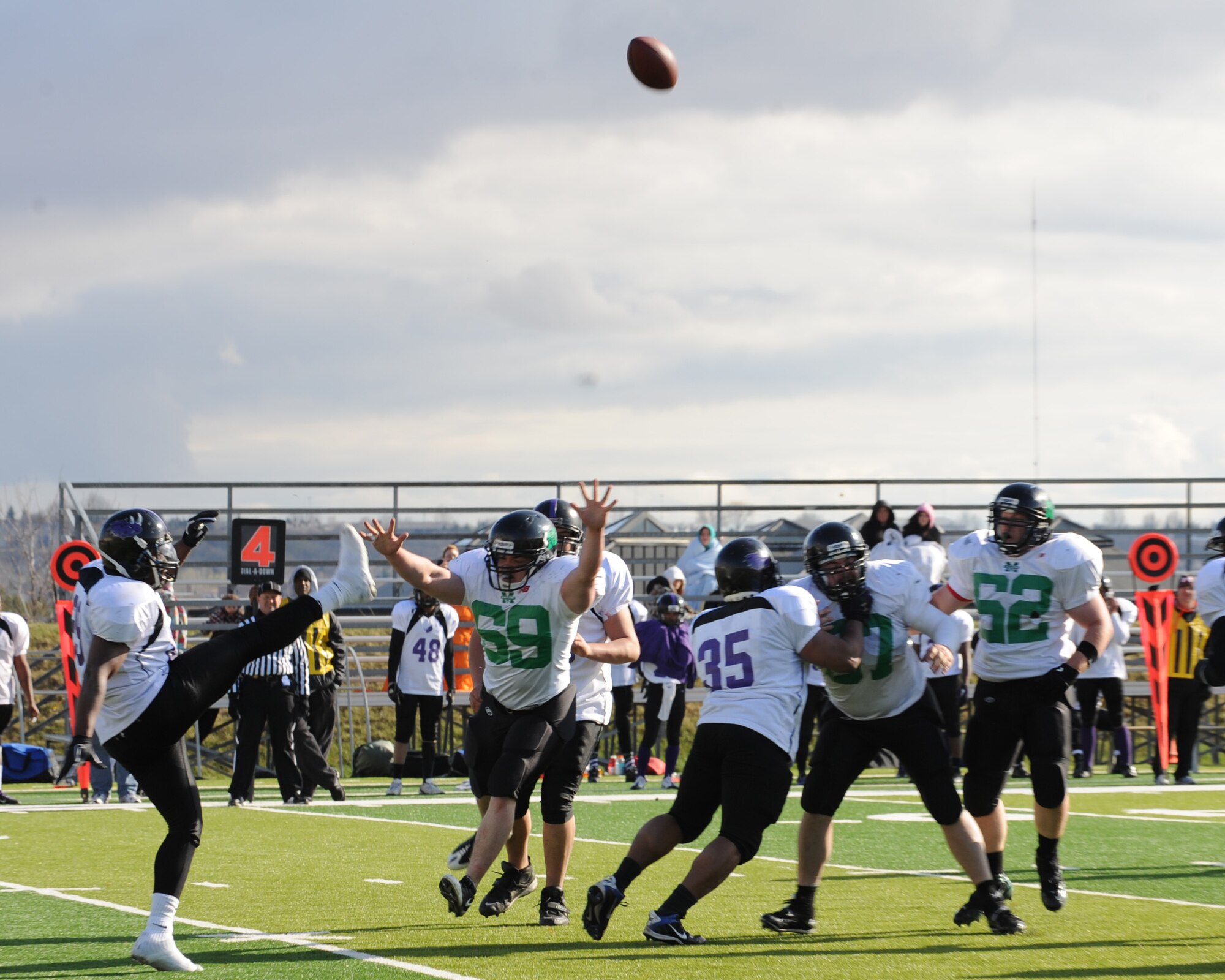 MINOT, N.D. – With a final score of 41 to 6, Minot’s newest Semi-Professional Sports team, the Minot Maulers Football team had a grand debut which set them on the right path towards a successful season. The Maulers are scheduled to host the Brainerd (Minn.) Lumberjacks May 6 at 1 p.m. (U.S. Air Force photo/Senior Airman Jose L. Hernandez)