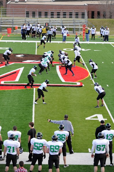 MINOT, N.D. – With a final score of 41 to 6, Minot’s newest Semi-Professional Sports team, the Minot Maulers Football team had a grand debut which set them on the right path towards a successful season. The Maulers are scheduled to host the Brainerd (Minn.) Lumberjacks May 6 at 1 p.m. (U.S. Air Force photo/Senior Airman Jose L. Hernandez)