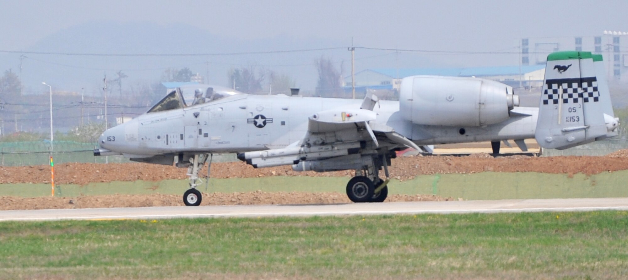 The first A-10 Thunderbolt II sorties for operational readiness exercise Beverly Midnight 12-02 taxis on the Osan Air Base flight line, April 24, 2012. Beverly Midnight 12-02 is the second half of a two-week consolidated unit inspection where Osan Air Base Exercise Evaluation Team members are graded by Pacific Air Force inspectors on how well they conduct an ORE. Osan’s Airmen provide combat ready forces for close air support, air strike control, counter air, interdiction, theater airlift, and communications in the defense of the Republic of Korea, and the ORE tests these abilities during a heightened state of readiness. (U.S. Air Force photo/Staff Sgt. Stefanie Torres)