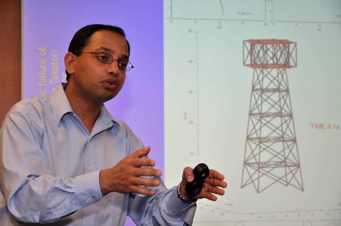 Dr. Swaminathan Krishman and his colleagues at the California Institute of Technology are trying to answer a critical question. What is going to happen to modern, tall buildings when an event like a 7.9 magnitude quake happens? Krishman spoke during a "brown bag" luncheon held for professional development and, on occasions like this, to inform employees so they are better prepared for the “big one.”