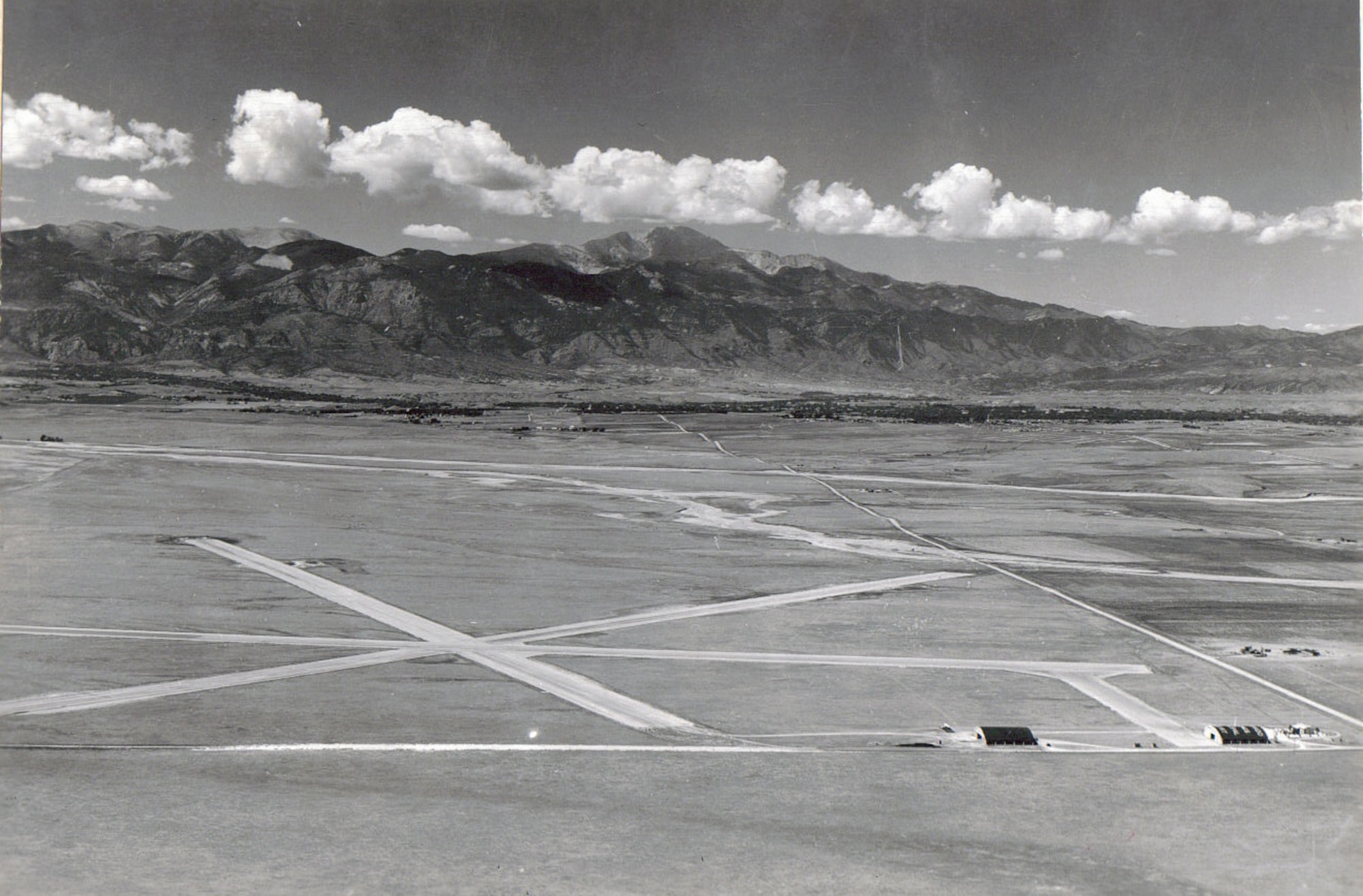 Shown here in 1940, the Colorado Springs Municipal Airport was chosen as the site for the new Colorado Springs Army Air Base in 1942. (U.S. Air Force photo)