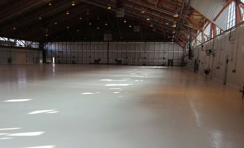 Holloman AFB, New Meixco - Hangar 500 was given a shiny, new epoxy floor as part of its renovation.