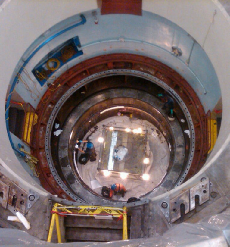Crews remove the old turbine runner from Unit 2 at Lookout Point Dam near Lowell, Ore., and prepare to install its replacement. Replacing the runners on the three hydropower units at the dam will improve reliability and reduce maintenance costs. 
The project will cost about $25.3 million over the next two years. The work is being done by Voith Hydro of Springfield, Ore. Lookout Point Dam generates up to 120 megawatts of electricity for homes and businesses in the Pacific Northwest.