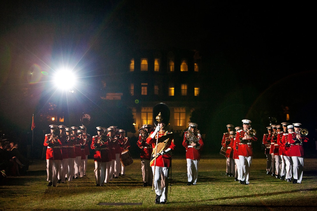 The U.S. Marine Band, "The President's Own," performs during a Friday Evening Parade at Marine Barracks Washington April 27.