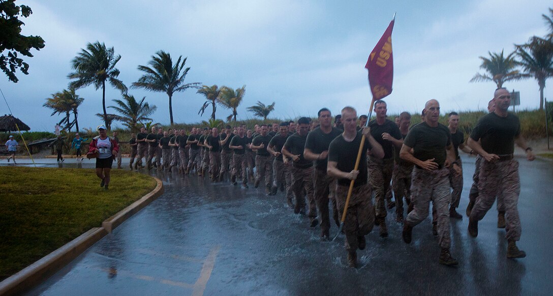 26th Marine Expeditionary Unit Marines and sailors run in formation during the Fort Lauderdale Rotary U.S. Military 5K at Dania Beach, Fla., April 29, 2012. Marines and sailors of the 26th Marine Expeditionary Unit are currently providing support to Fleet Week Port Everglades in order to showcase the strength and flexibility of today's Navy-Marine Corps team. (U.S. Marine Corps photo by Cpl. Christopher Q. Stone/Released) ::r::::n::::r::::n::::r::::n::::r::::n::::r::::n::::r::::n::::r::::n::::r::::n::::r::::n::::r::::n::::r::::n::