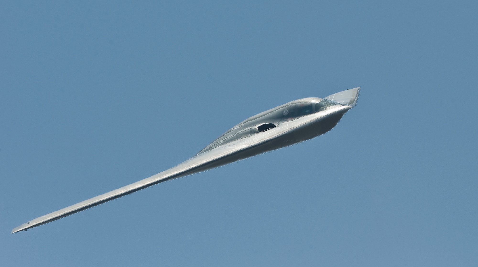 A B-2 Sprit flies over Dyess during the Dyess big Country Airfest April 28, 2012, at Dyess Air Force Base, Texas. A B-2 has a payload of 40,000 pounds and can reach high-subsonic speeds. (U.S. Air Force photo by Airman 1st Class Jonathan Stefanko/ Released)