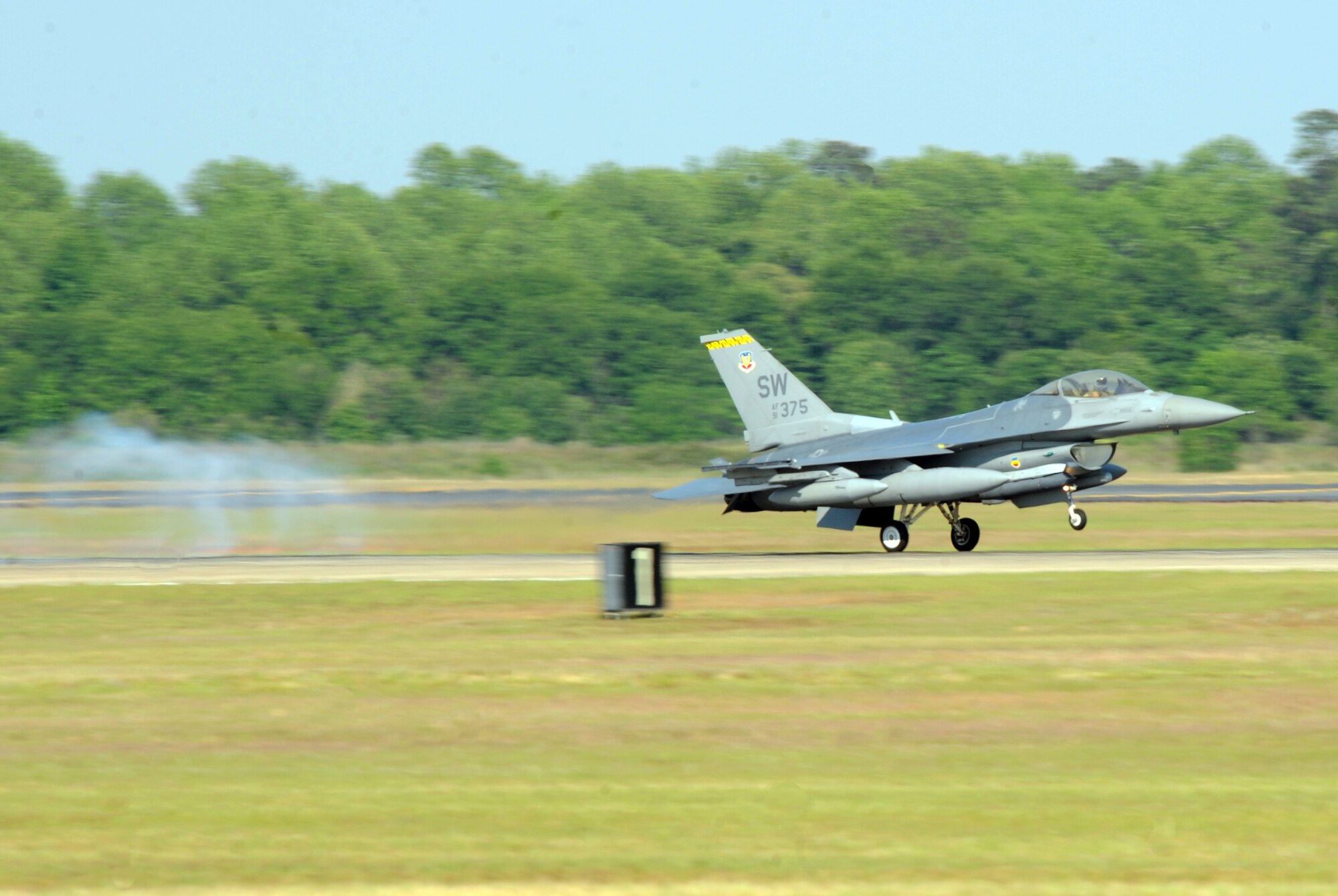 Jets from the 79th Fighter Squadron return home to Shaw Air Force Base, S.C., April 25, 2012. The 79th FS returned home after a seven-month deployment to Iraq, where they provided top cover for the last convoys to leave Iraq. (U.S. Air Force photo by Senior Airman Tabatha McCarthy/released)