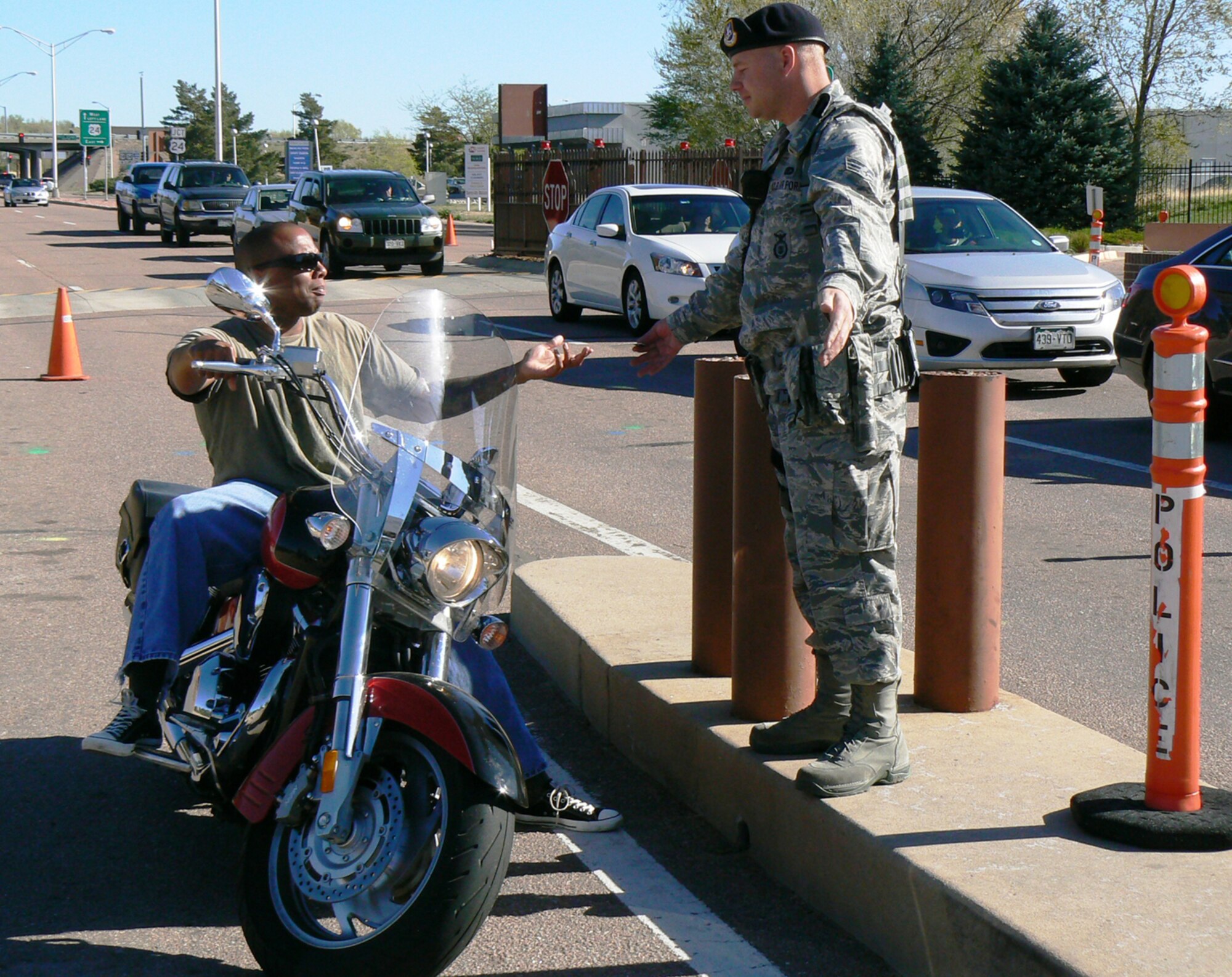 Sgt. Hazard is back, and is trying to enter base without the proper personal protection equipment. The first three people to correctly identify the five discrepancies will win a prize. Call the 21st Space Wing Safety Office at 556-6992 to hazard a guess.
Sgt. Hazard will appear throughout the Critical Days of Summer Campaign which runs from May 25-Sept. 4. To submit ideas for a future Sgt. Hazard, contact the safety office at 556-6992 or email the 21st SW/SE Workflow. (U.S. Air Force photo/Luis Harris)