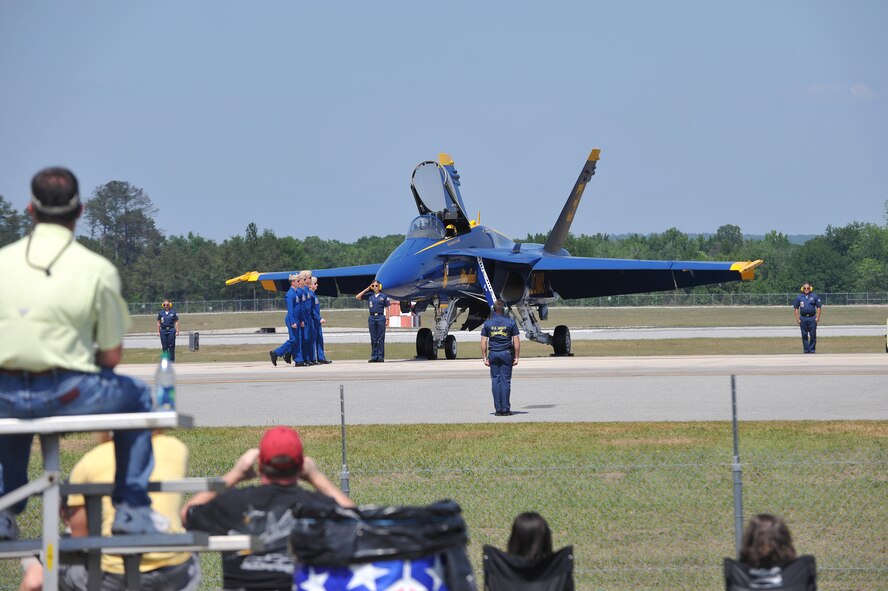 The Blue Angels prepare for an aerial demonstration at the 2012 Robins Air Show. (U.S. Air Force photo by Tommie Horton)