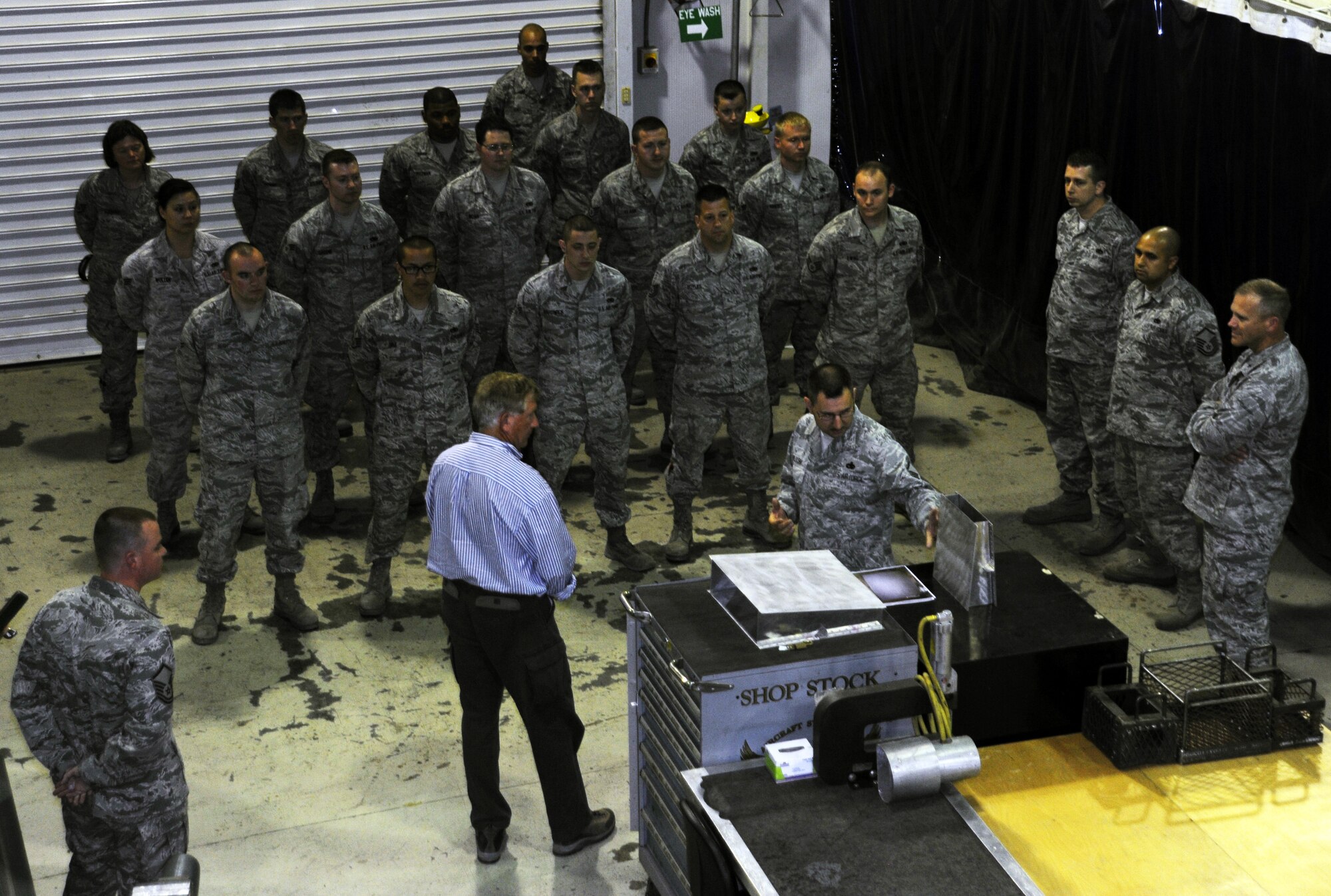 SOUTHWEST ASIA - Assistant Secretary of the Air Force for Installations, Environment and Logistics Terry Yonkers meets with deployed Airmen during a tour of the 380th Air Expeditionary Wing April 26, 2012. Yonkers met with several groups of Airmen to discuss the future of the base and the Air Force. (U.S. Air Force photo/Staff Sgt. J.G. Buzanowski) 