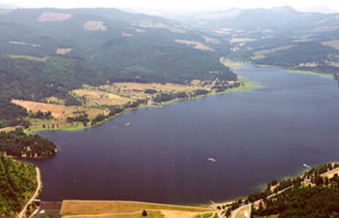 aerial photo of Cottage Grove Dam