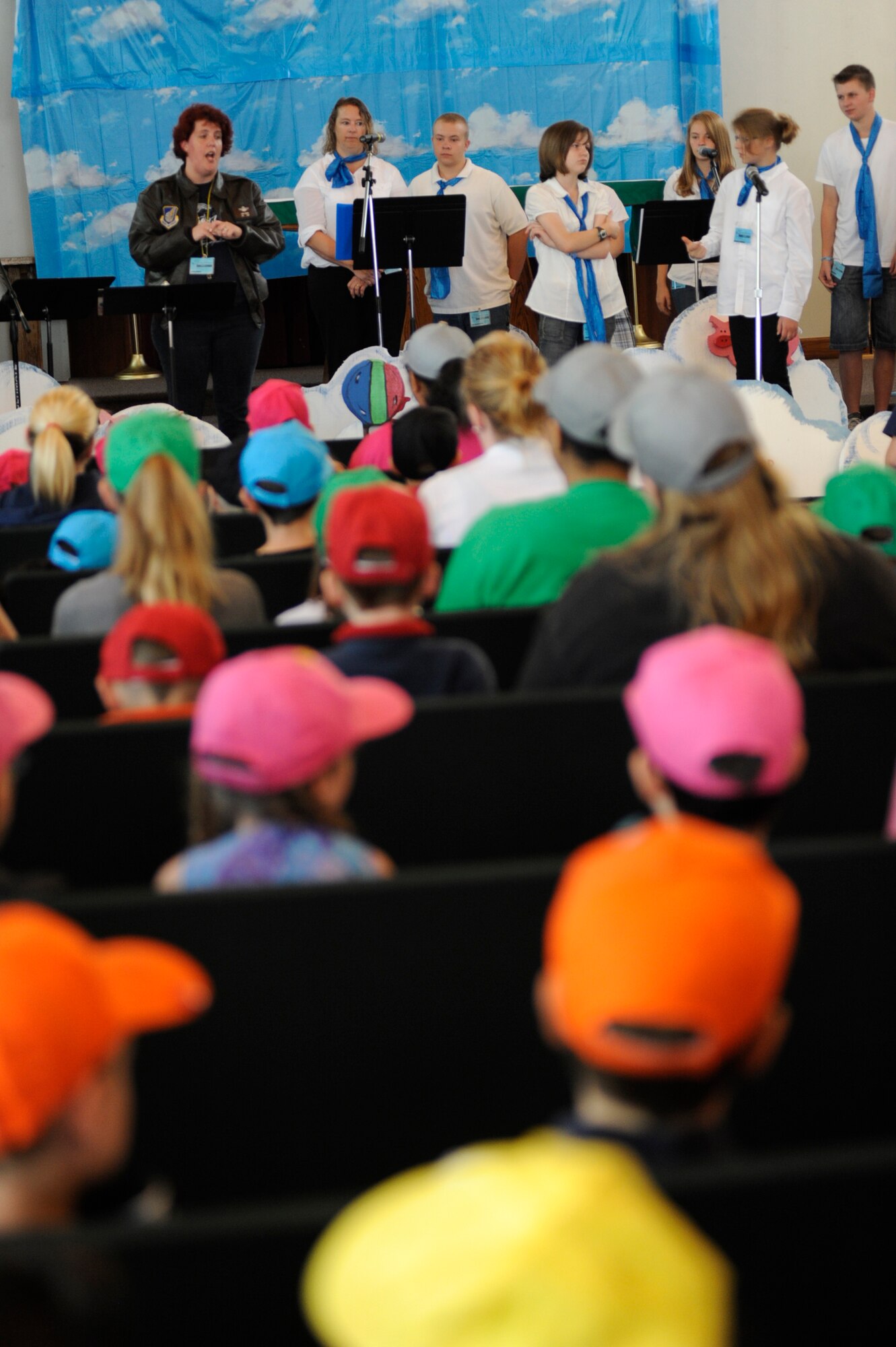 More than 180 children attended Vacation Bible School at Chapel One on Joint Base Elmendorf-Richardson, Alaska July 30. The VBS was conducted by the base Chapel Center and was supported by members of the Army and Air Force as well as more than 70 volunteers. The event was held from July 30 to Aug. 3rd. (U.S. Air Force photo/Staff Sgt. Robert Barnett)