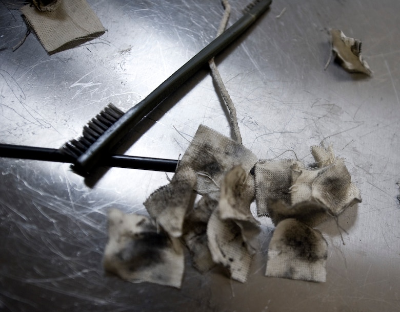 The 2nd Security Forces Squadron Armory provides personnel with all the supplies needed to thoroughly clean their weapons before turning them in. Over time, residue builds up in the weapon and can cause components to malfunction, posing a safety hazard. (U.S. Air Force photo/Staff Sgt. Chad Warren)(RELEASED)