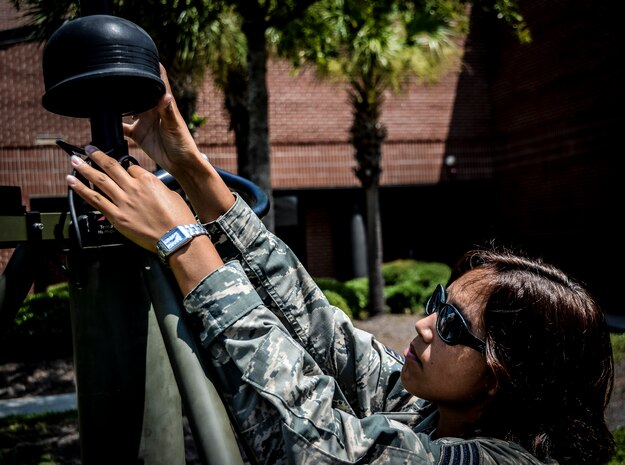 Staff Sgt. Marlyn Daust, 437th Operations Support Squadron Weather Flight weather forecaster, troubleshoots the data-input lines on the TMQ-53 or Tactical Meteorological Observation System July 31, 2012 at Joint Base Charleston – Air Base, S.C. The TMQ-53 is a tactical weather sensor used to monitor winds, precipitation, temperature, cloud heights, pressure, visibility and lightening detection. (U.S. Air Force photo by Senior Airman Anthony Hyatt