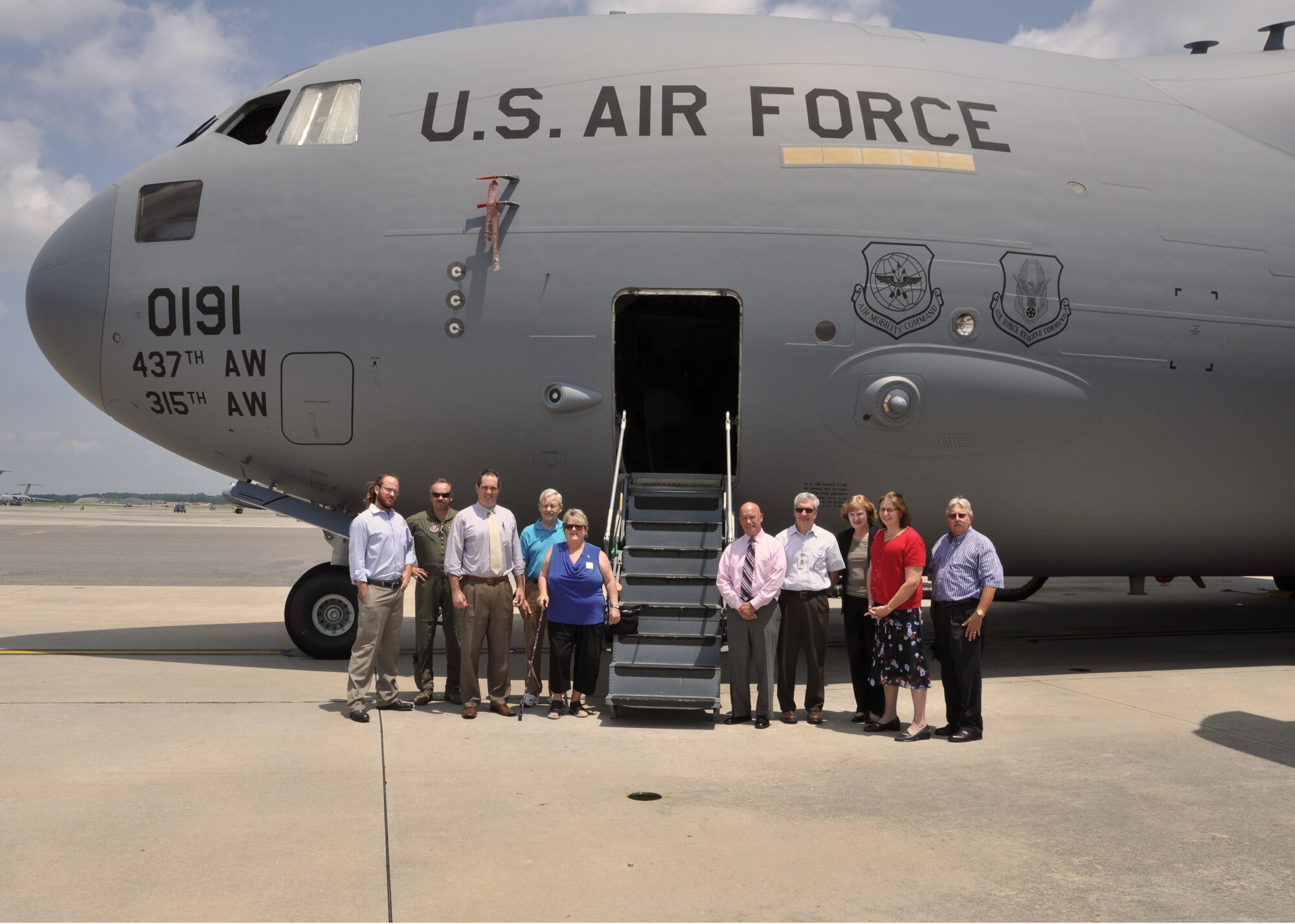 Members of the Rotary Club of Goose Creek participate in a tour of Joint Base Charleston, S.C., July 31, 2012. The Rotary club members visited the base to gain a better understanding and appreciation of the U.S. Air Force mission, the Airmen who serve, and the local and global support provided by JBC. (U.S. Air Force Photo/Staff Sgt. Shane Ellis)