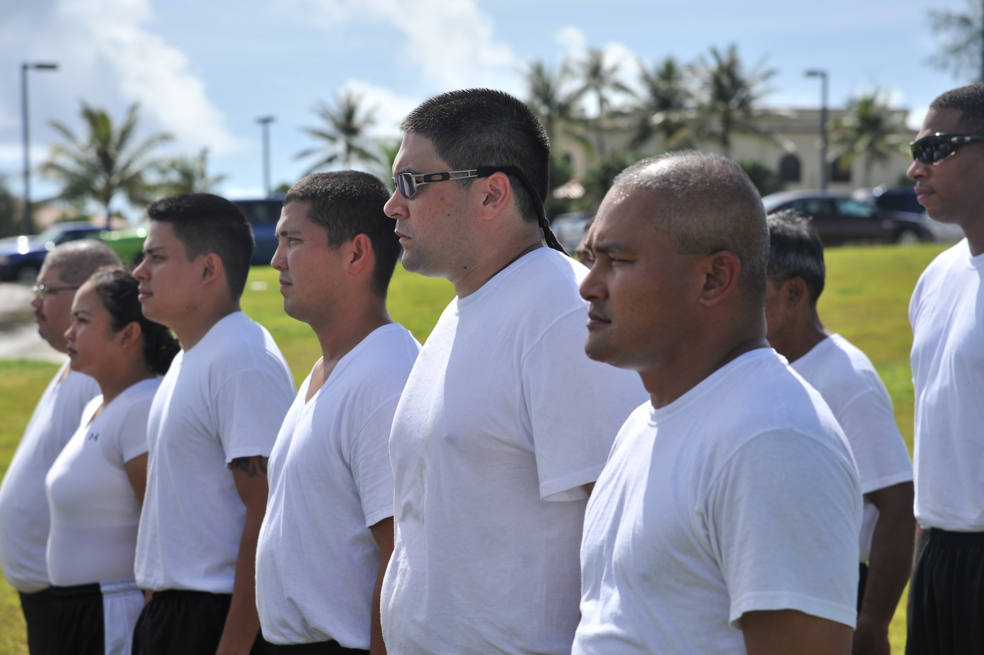 ANDERSEN AIR FORCE BASE, Guam-Department of Defense police officer cadets train with Oleoresin Capsicum Spray through a five-station obstacle course for qualification here July 27. After completing the course, the recruits will become DoD police officers for Andersen AFB and security guards for Naval Base Guam. This training is required so officers get first-hand experience using the weapon and can still perform their duties if they are sprayed during an incident. The academy is nine weeks for DoD police officer’s and five weeks for the security guards. The current class consists of 18 police officers and two security guards. Upon completion, 17 DoD police officers will be assigned to Andersen. This program was postured to enhance the security of the installation and ensure qualified personnel are manning the gates and patrols. (U.S. Air Force Photo by Staff Sgt. Alexandre Montes/RELEASED) 