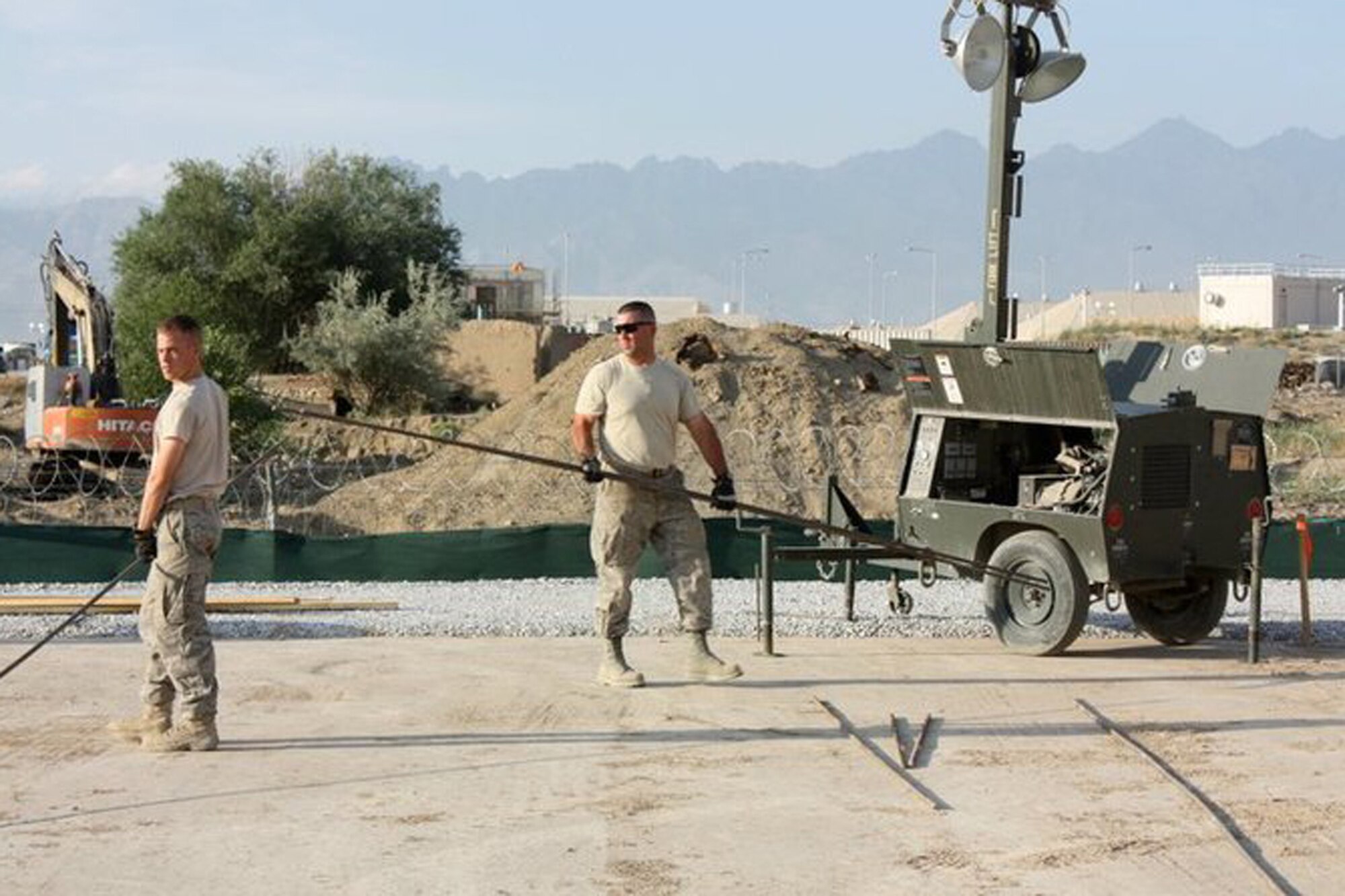 GRISSOM AIR RESERVE BASE, Ind. -- Senior Master Sgt. Nathan Colborn, 434th Civil Engineer Squadron heavy repair superintendent, works on a construction project during his recent deployment to Afghanistan. For his accomplishments on the front lines, Colborn was named the 2011 Air Force Outstanding Civil Engineer Manager of the Year in the senior NCO category. (U.S. Air Force photo)
