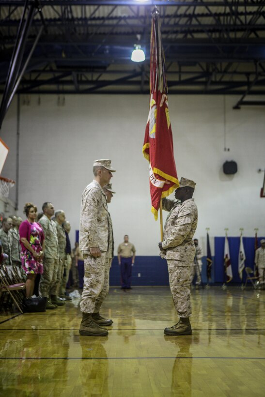 The tanker community came together August 1 to witness the change of command for 2nd Tank Battalion, 2nd Marine Division.  Lieutenant Col. John M. Schaar of Philadelphia relinquished command as battalion commander to Lt. Col.  Jon M. Lauder of Hastings, Minn.