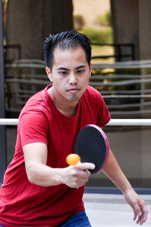 The U.S. Army Corps of Engineers Los Angeles District and URS Corporation have held ping pong leagues for several years and ultimately hold a championship tournament on the seventh-floor patio of their downtown Los Angeles office building. In the men’s division, it was an all-District final as ACE-IT contractor Bee Cha (pictured) won three sets to one against David Coltharp of the asset management division.