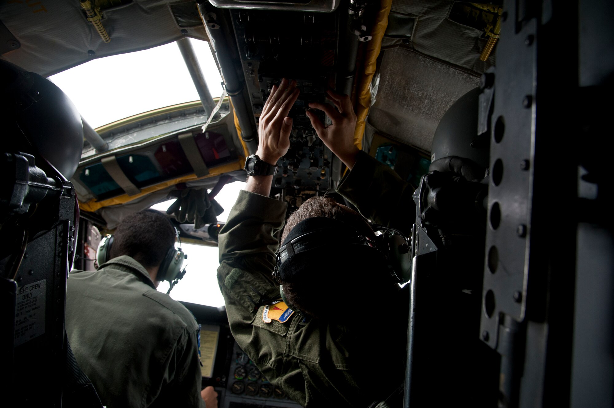 ANDERSEN AIR FORCE BASE, Guam-Members of the 69th Expeditionary Bomber Squadron, deployed in from Minot Air Force Base, North Dakota, perform pre-flight checks on a B-52 Stratofortress aircraft to participate in Exercise Pitch Black here August 2. PB 12 is a multilateral exercise conducted between the U.S. Marine Corps and Australian Defense Force, Royal Thai Armed Forces, Singapore Armed Forces, New Zealand Defense Force, Malaysian Armed Forces, French Armed Forces, British Armed Forces, Indonesian National Armed Forces and a component operating under the North Atlantic Treaty Organization in order to develop greater interoperability and a seamless response to regional crises. Greater collaboration between partner militaries strengthens regional peace, stability and prosperity.  (U.S. Air Force photo by Staff Sgt. Alexandre Montes)