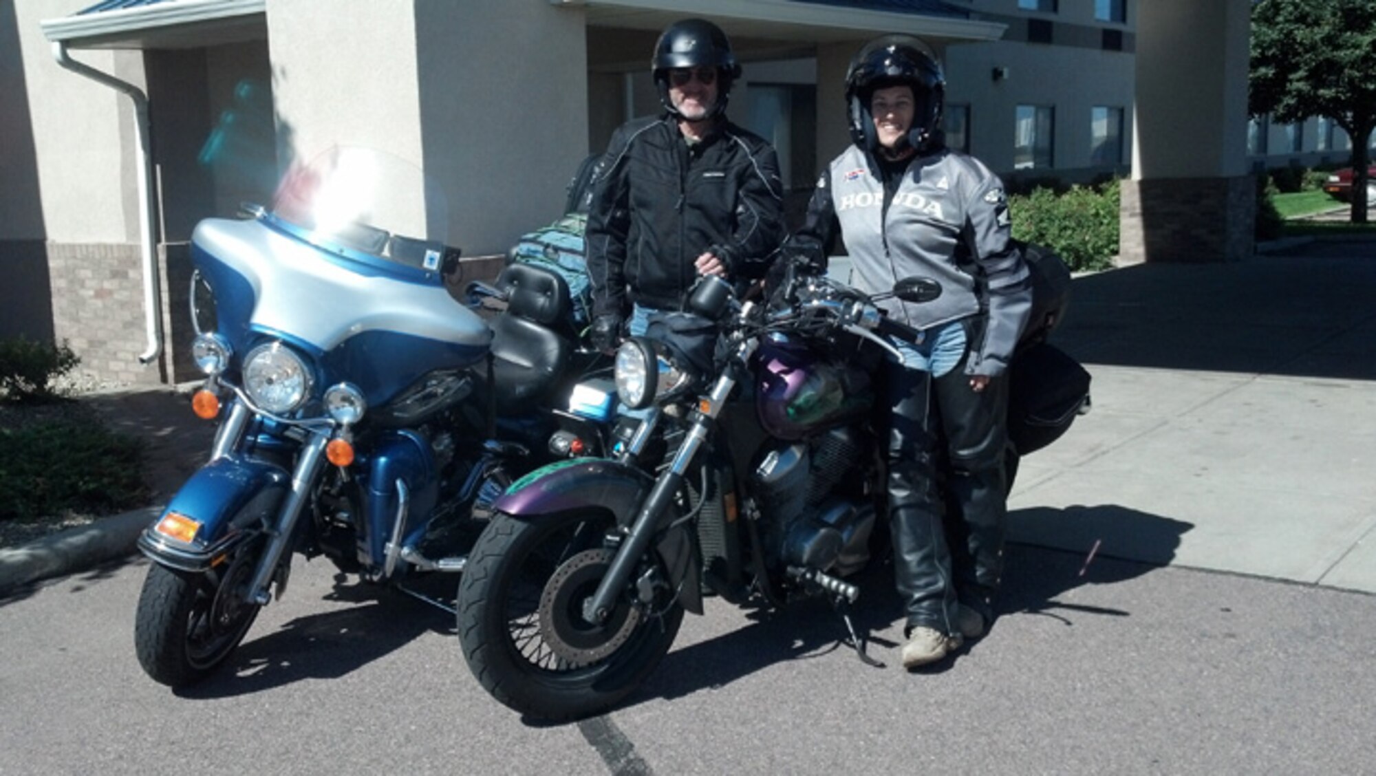 Ben and Wendy Lopedote take their motorcycles cross-country. Master Sgt. Wendy Lopedote writes about the use of military benefits in the travel and tourism industry. (USAF courtesy photo)