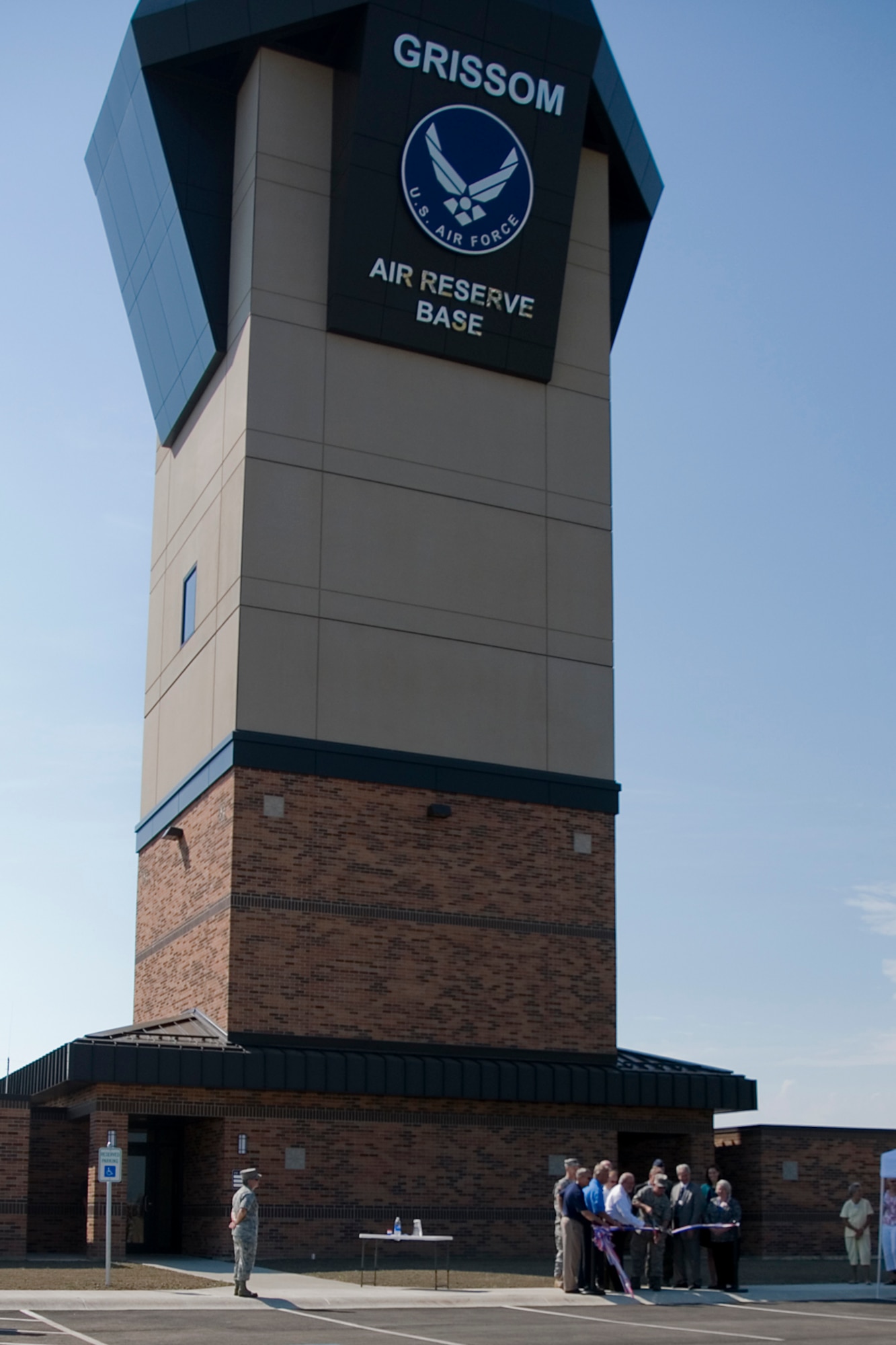 GRISSOM AIR RESERVE BASE, Ind. -- Local civic leaders, elected officials and military leadership cut a ribbon, opening a new $7.4 million air traffic control tower here Aug. 1. Grissom's  ATC manages all military and civilian aviation between the Chicago Center and Indianapolis Center going as far west as Lafayette, Ind. (U.S. Air Force photo/ Jami K. Lancette)