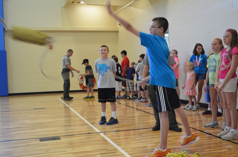 KITTANNING, Pa. — Children had a chance to practice throwing a water safety throw bag to a drowning "victim" during a U.S. Corps of Engineers water safety day program at the YMCA here, July 30, 2012.