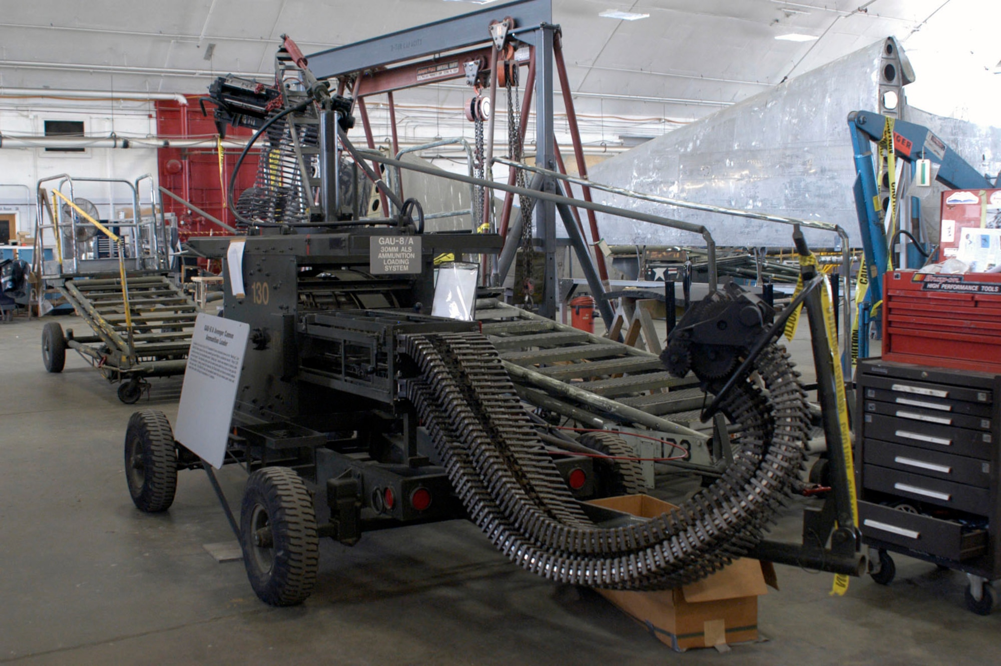 GAU-8/A ammunition loading system. (U.S. Air Force photo)