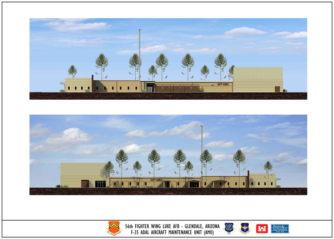 LUKE AFB, Ariz. -- This artist’s rendering show what the proposed Aircraft Maintenance Unit building for the incoming F-35 squadrons at Luke AFB may look like when it is complete. The Air Force officially announced the base as the site of the Air Force's F-35A Lightning II pilot training center Aug. 1. Construction is scheduled to begin Oct. 2012. 