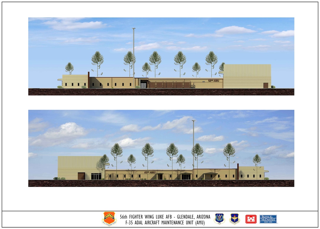 LUKE AFB, Ariz. -- This artist’s rendering show what the proposed Aircraft Maintenance Unit building for the incoming F-35 squadrons at Luke AFB may look like when it is complete. The Air Force officially announced the base as the site of the Air Force's F-35A Lightning II pilot training center Aug. 1. Construction is scheduled to begin Oct. 2012. 