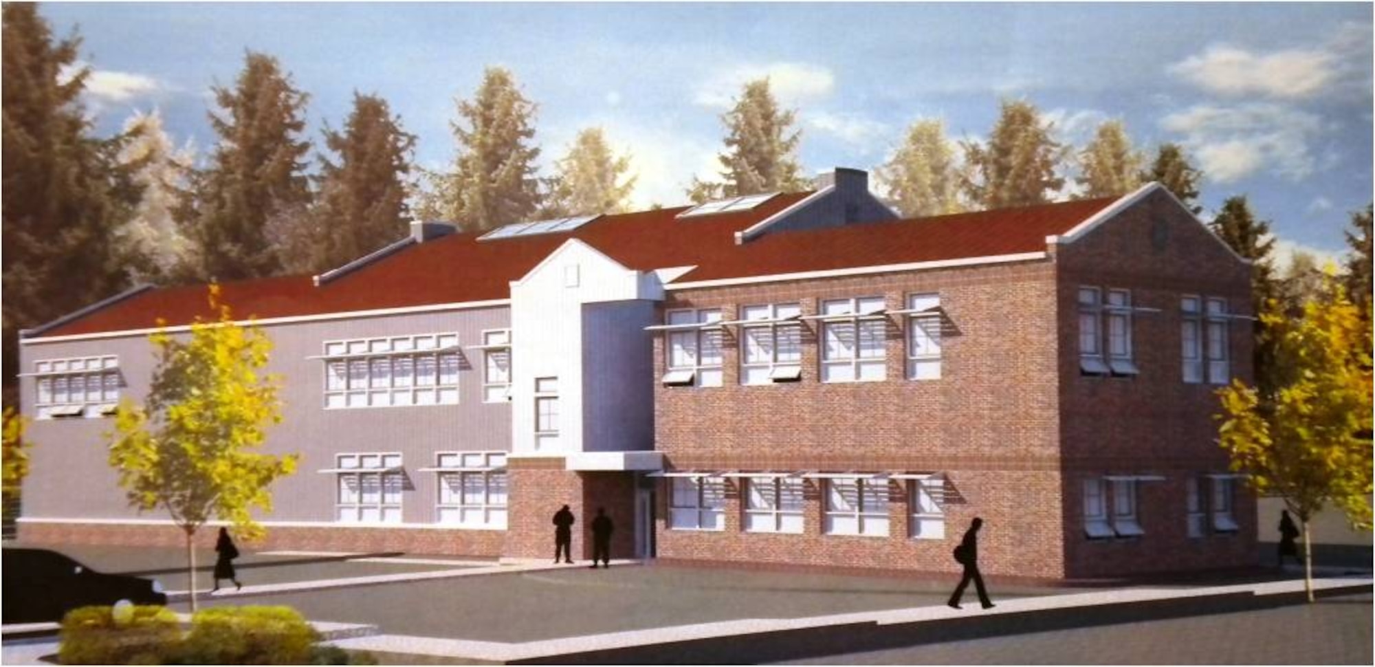 Joint Base Lewis-McChord, Wash. – This is an artist's rendering of the brand new 1st Weather Squadron headquarters facility scheduled to open here in October 2013. The new 16,286 square foot facility will replace the unit’s current 1950’s era building that is only 3,500 square feet and has limited storage and parking and only one restroom. (Courtesy graphic)
