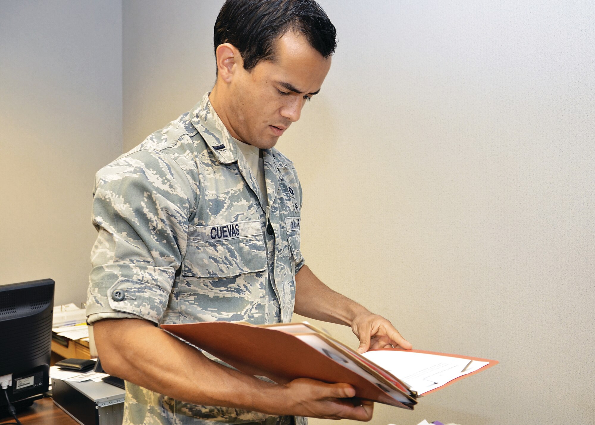 WRIGHT-PATTERSON AIR FORCE BASE, Ohio - First Lt. Shawn Cuevas, 445th Aerospace Medicine Squadron medical readiness officer, is the wing's August Spotlight performer. (U.S. Air Force photo/Staff Sgt.Amanda Duncan)

